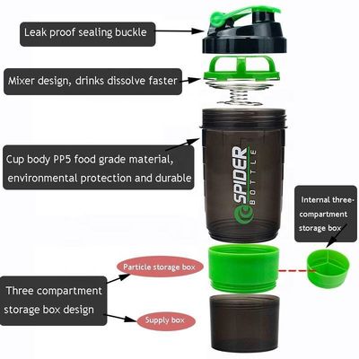 유니섹스 사용자 지정 로고 500ml Bpa 무료 쉐이커 병 PP 밀크 쉐이크 컵 단백질 파우더 피트니스 체육관 스포츠 물병 혼합 공