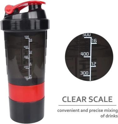유니섹스 사용자 지정 로고 500ml Bpa 무료 쉐이커 병 PP 밀크 쉐이크 컵 단백질 파우더 피트니스 체육관 스포츠 물병 혼합 공