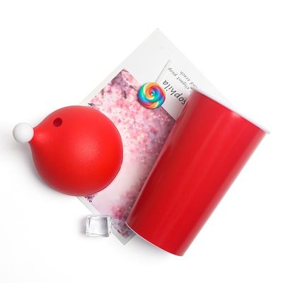 사용자 지정 로고 600ml 재사용 가능한 플라스틱 어린이 크리스마스 컵 개인화된 산타 모자 텀블러
