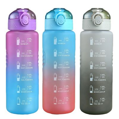 샘플 제공 1L 플라스틱 BPA 무료 스포츠 체육관 물병 시간 표시기와 빨대