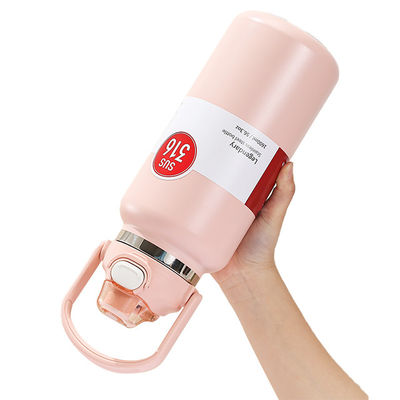 차와 음료용 열잔 1300ML 휴대용 스테인레스 스틸 물병 회색 로고