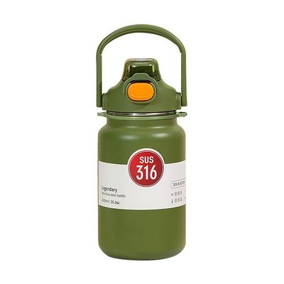 차와 음료용 열잔 1300ML 휴대용 스테인레스 스틸 물병 회색 로고