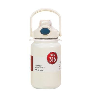 차와 음료용 열잔 1300ML 휴대용 스테인레스 스틸 물병 회색 로고