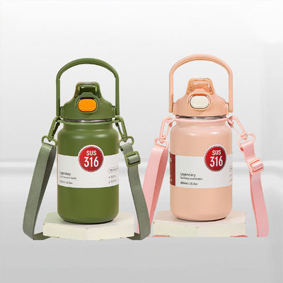차와 음료용 열잔 1300ML 휴대용 스테인레스 스틸 물병 회색 로고