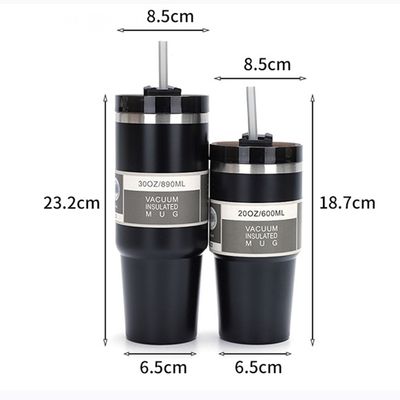 20oz/30oz 용량 진공 단열 스테인레스 스틸 물병 빨대 포함