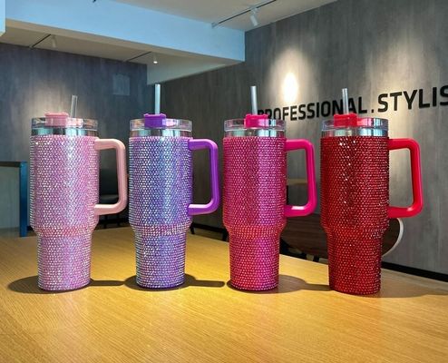 맞춤형 재사용 냉면 300ml/400ml 다이아몬드 뚜?? 이 있는 이중 벽 컵