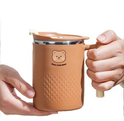 HANDGRIP 스테인리스 스틸 커피 컵 귀여운 단열 물컵 컵 곰 스티커와 함께
