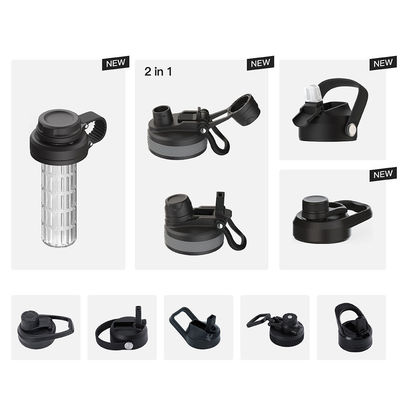 격리 된 병 뚜?? 18/8 스테인레스 스틸 스포츠 직선 검은 음료 병 550ml