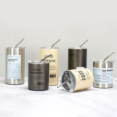 현대 디자인 스테인리스 스틸 얇은 텀블러 320ML/600ML 뚜?? 과 빨대