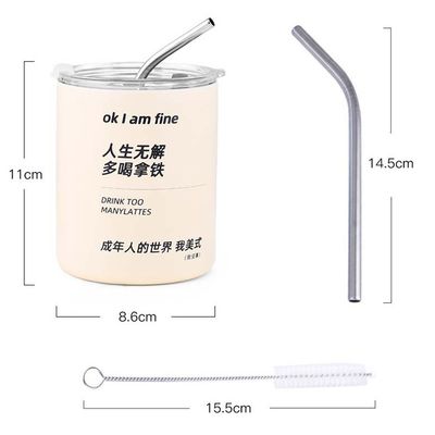 현대 디자인 스테인리스 스틸 얇은 텀블러 320ML/600ML 뚜?? 과 빨대