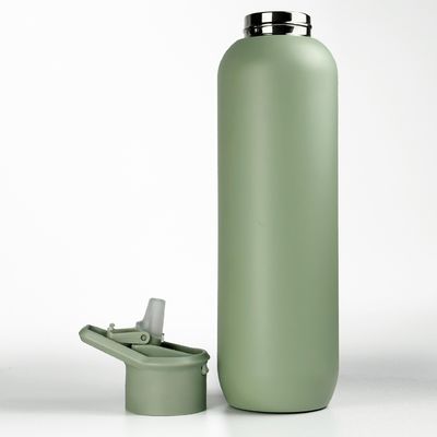 안전 32oz / 1000ml 이중 벽 진공 단열 스테인레스 스틸 물병 짚 뚜??