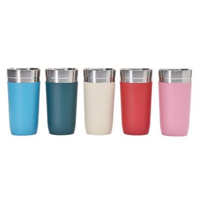 16oz 듀얼 월 스테인리스 스틸 진공 단열 여행 머그 텀블러 커피 컵 플라스틱 뚜??