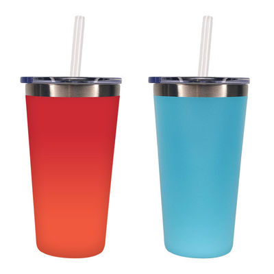 맞춤 로고 500ml 스테인리스 스틸 물병 직선 컵과 텀블러 빨대