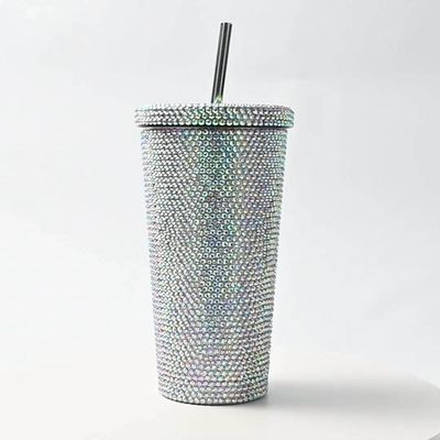 500ML 이중 벽 단열 다이아몬드 라인 스톤 텀블러