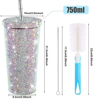 500ML 이중 벽 단열 다이아몬드 라인 스톤 텀블러