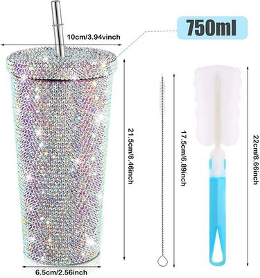 500ML 이중 벽 단열 다이아몬드 라인 스톤 텀블러