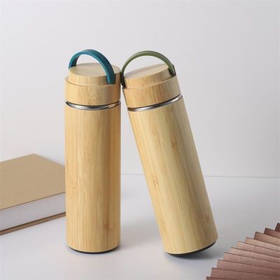 맞춤형 로고 대나무 테르모스 플라스크 진공 단열 병 야외 비즈니스 선물