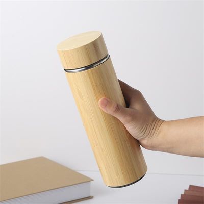 맞춤형 로고 대나무 테르모스 플라스크 진공 단열 병 야외 비즈니스 선물