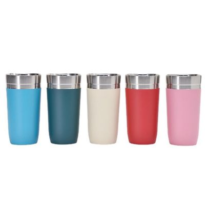 16oz 듀얼 월 스테인리스 스틸 텀블러 커피 컵 플라스틱 뚜?? 로고 사용자 정의