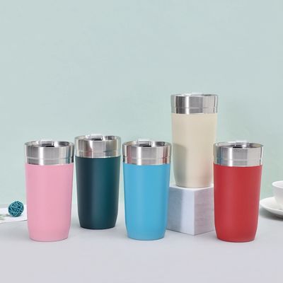 16oz 단열 여행 컵과 슬라이딩 뚜?? 터블러 스테인레스 스틸 이중 벽 열 컵