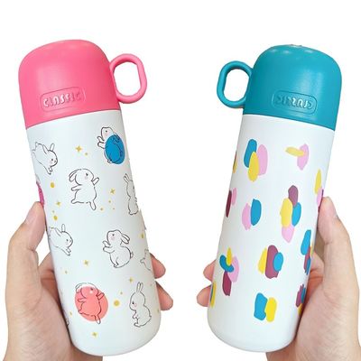 스테인레스 스틸 어린이 물병 500ml 귀여운 텀블러 컵 사용자 지정 패턴과 뚜??