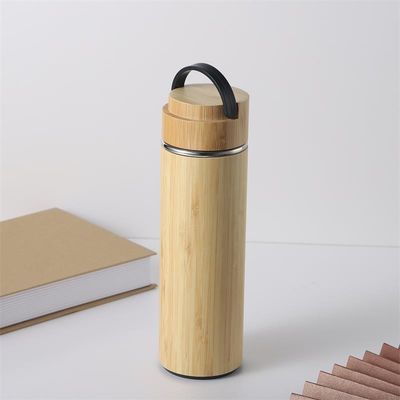 500ml 대나무 텀블러 두 개의 벽 진공 병 비즈니스 단열 열 음료 병